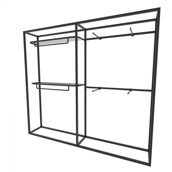 Arara Closet, Estilo Industrial, Guarda Roupas Aberto Com 10