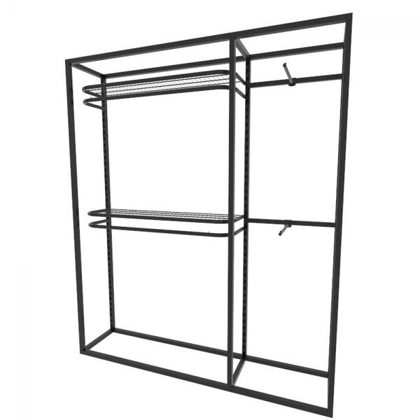 Arara Closet, Estilo Industrial, Guarda Roupas Aberto Com 10