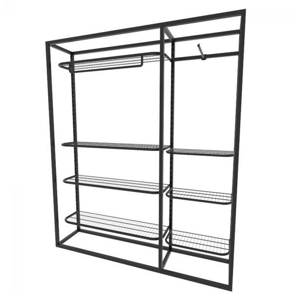 Arara Closet, Estilo Industrial, Guarda Roupas Aberto Com 11