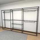 Arara Closet, Estilo Industrial, Guarda Roupas Aberto Com 11