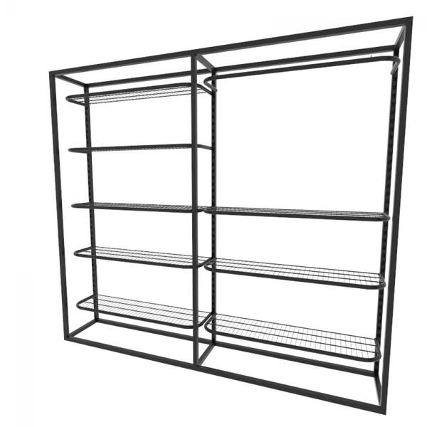 Arara Closet, Estilo Industrial, Guarda Roupas Aberto Com 11