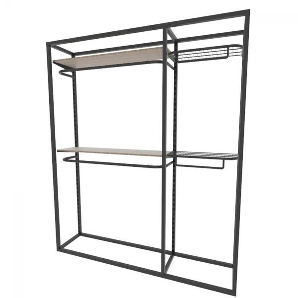 Arara Closet, Estilo Industrial, Guarda Roupas Aberto Com 12