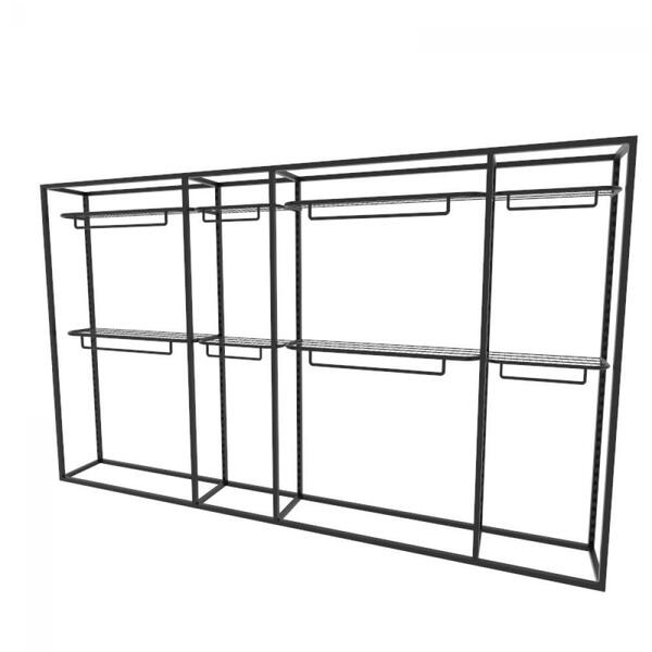 Arara Closet, Estilo Industrial, Guarda Roupas Aberto Com 12