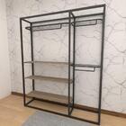 Arara Closet, Estilo Industrial, Guarda Roupas Aberto Com 14