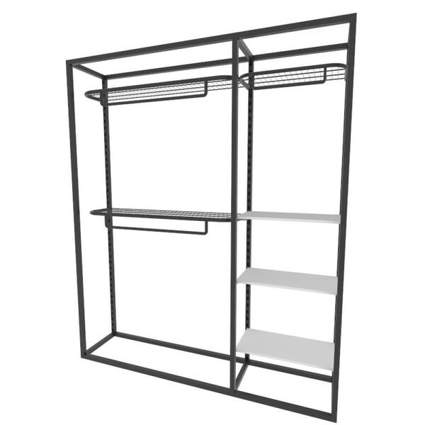 Arara Closet, Estilo Industrial, Guarda Roupas Aberto Com 14