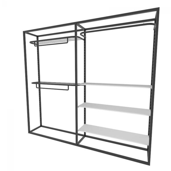 Arara Closet, Estilo Industrial, Guarda Roupas Aberto Com 14