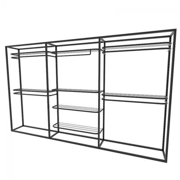 Arara Closet, Estilo Industrial, Guarda Roupas Aberto Com 15