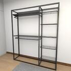 Arara Closet, Estilo Industrial, Guarda Roupas Aberto Com 15