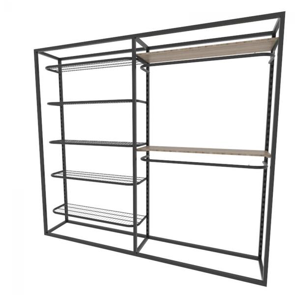 Arara Closet, Estilo Industrial, Guarda Roupas Aberto Com 15