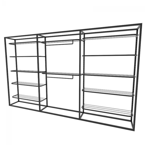 Arara Closet, Estilo Industrial, Guarda Roupas Aberto Com 15