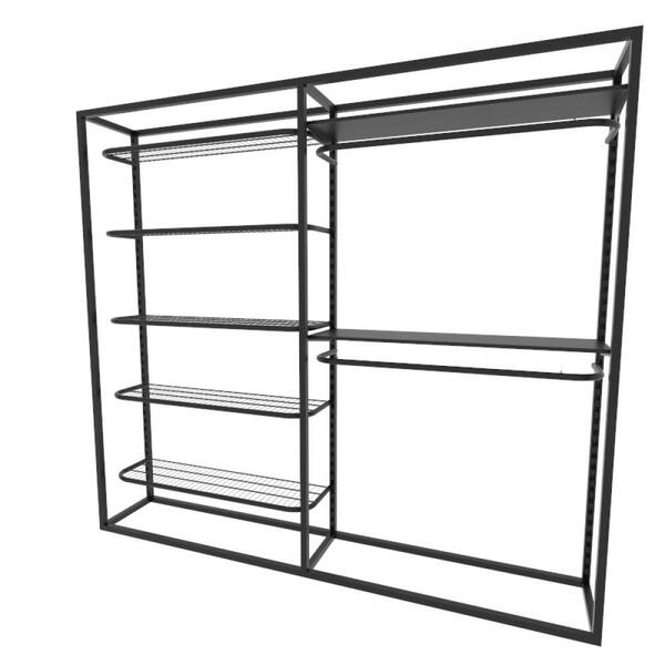 Arara Closet, Estilo Industrial, Guarda Roupas Aberto Com 15