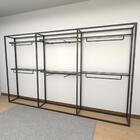 Arara Closet, Estilo Industrial, Guarda Roupas Aberto Com 15
