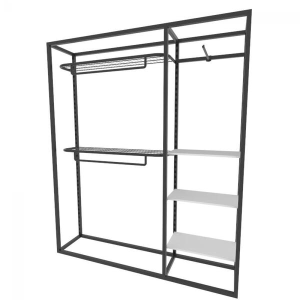 Arara Closet, Estilo Industrial, Guarda Roupas Aberto Com 15