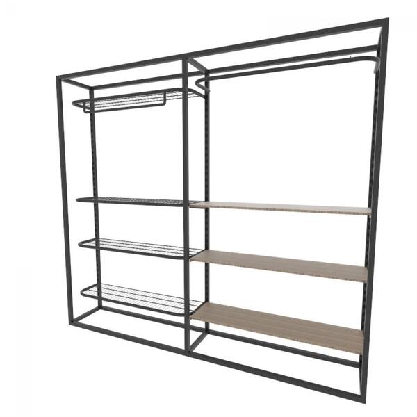 Arara Closet, Estilo Industrial, Guarda Roupas Aberto Com 16