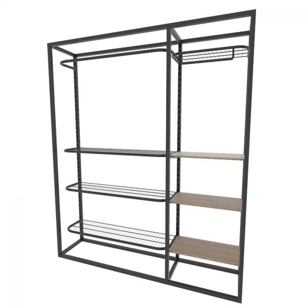 Arara Closet, Estilo Industrial, Guarda Roupas Aberto Com 16