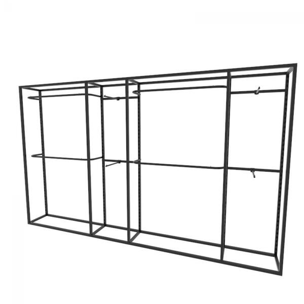 Arara Closet, Estilo Industrial, Guarda Roupas Aberto Com 16