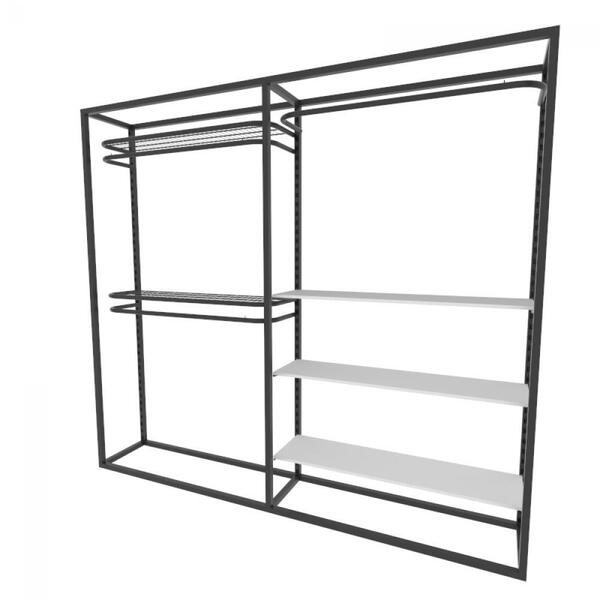 Arara Closet, Estilo Industrial, Guarda Roupas Aberto Com 16