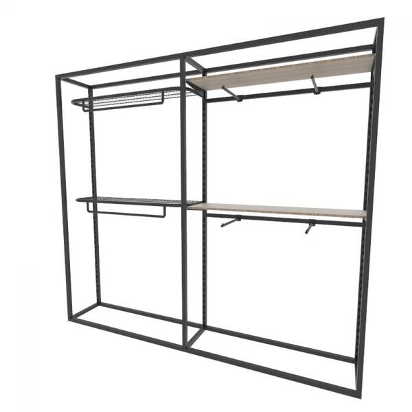 Arara Closet, Estilo Industrial, Guarda Roupas Aberto Com 16