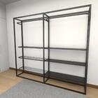 Arara Closet, Estilo Industrial, Guarda Roupas Aberto Com 16