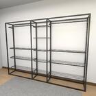 Arara Closet, Estilo Industrial, Guarda Roupas Aberto Com 16