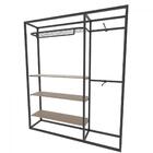 Arara Closet, Estilo Industrial, Guarda Roupas Aberto Com 16