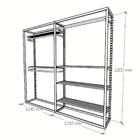 Arara Closet, Estilo Industrial, Guarda Roupas Aberto Com 16