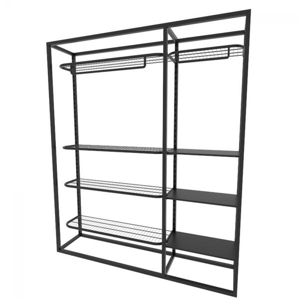 Arara Closet, Estilo Industrial, Guarda Roupas Aberto Com 16