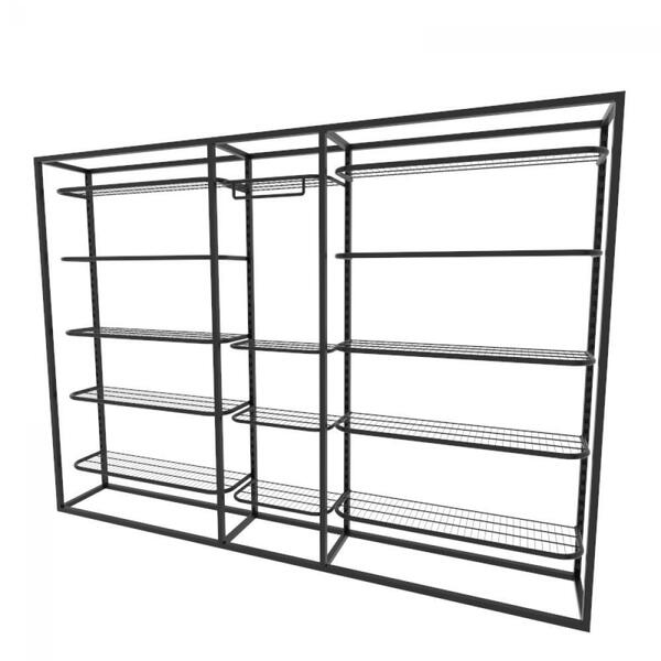 Arara Closet, Estilo Industrial, Guarda Roupas Aberto Com 17