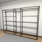 Arara Closet, Estilo Industrial, Guarda Roupas Aberto Com 17