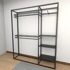 Arara Closet, Estilo Industrial, Guarda Roupas Aberto Com 17