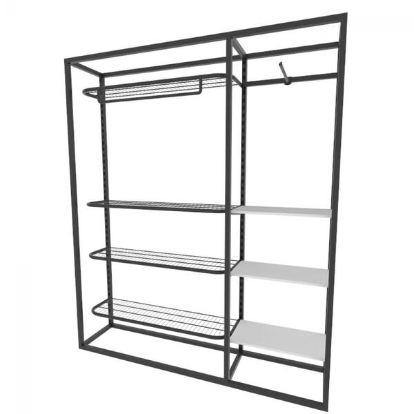 Arara Closet, Estilo Industrial, Guarda Roupas Aberto Com 17