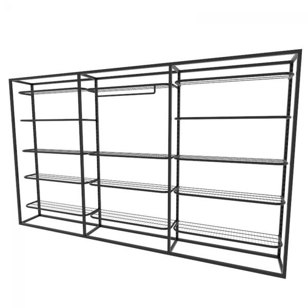 Arara Closet, Estilo Industrial, Guarda Roupas Aberto Com 17