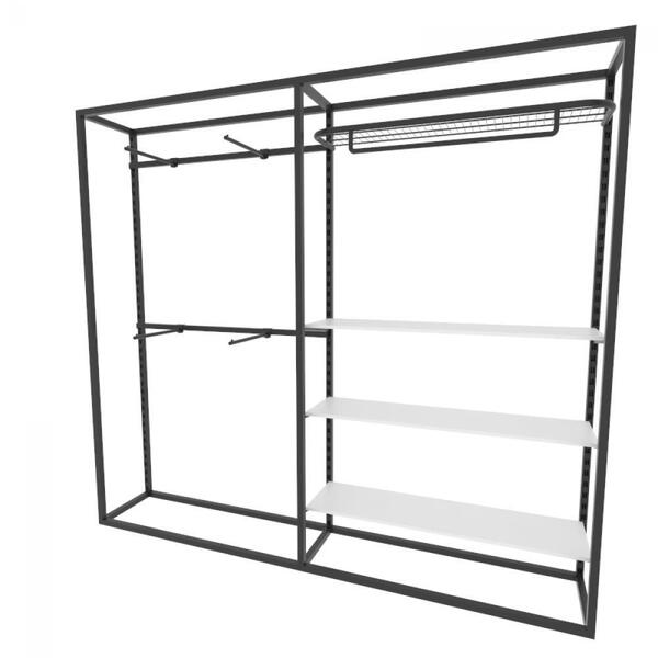 Arara Closet, Estilo Industrial, Guarda Roupas Aberto Com 18