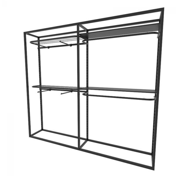 Arara Closet, Estilo Industrial, Guarda Roupas Aberto Com 18