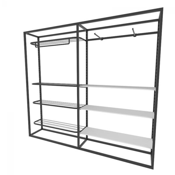 Arara Closet, Estilo Industrial, Guarda Roupas Aberto Com 18