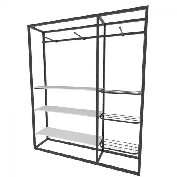 Arara Closet, Estilo Industrial, Guarda Roupas Aberto Com 19