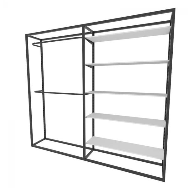 Arara Closet, Estilo Industrial, Guarda Roupas Aberto Com 19