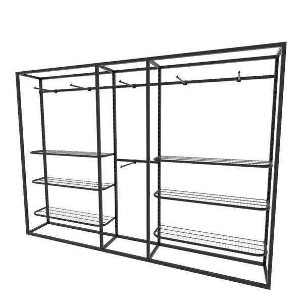 Arara Closet, Estilo Industrial, Guarda Roupas Aberto Com 19