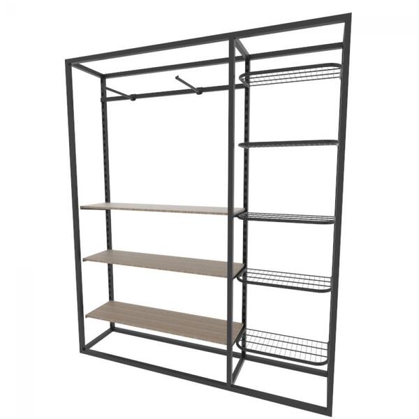 Arara Closet, Estilo Industrial, Guarda Roupas Aberto Com 19