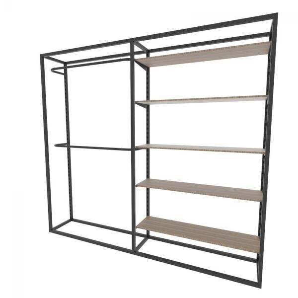 Arara Closet, Estilo Industrial, Guarda Roupas Aberto Com 19