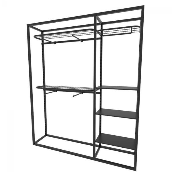 Arara Closet, Estilo Industrial, Guarda Roupas Aberto Com 20