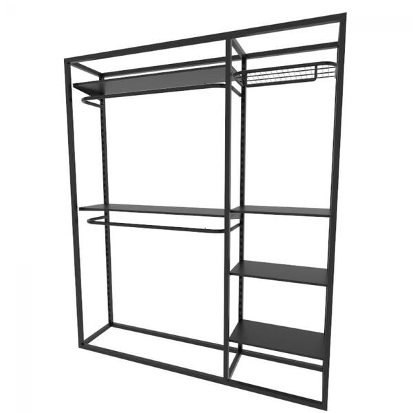 Arara Closet, Estilo Industrial, Guarda Roupas Aberto Com 20