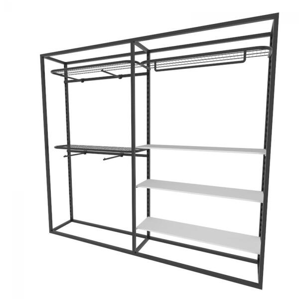 Arara Closet, Estilo Industrial, Guarda Roupas Aberto Com 20