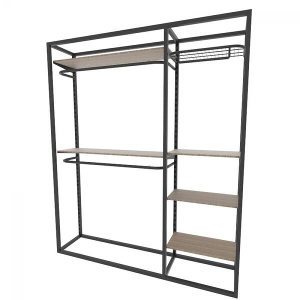 Arara Closet, Estilo Industrial, Guarda Roupas Aberto Com 20