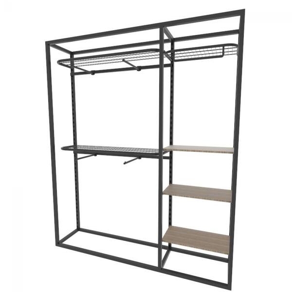 Arara Closet, Estilo Industrial, Guarda Roupas Aberto Com 20