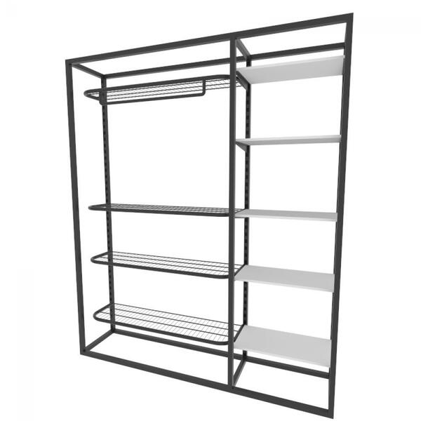 Arara Closet, Estilo Industrial, Guarda Roupas Aberto Com 21