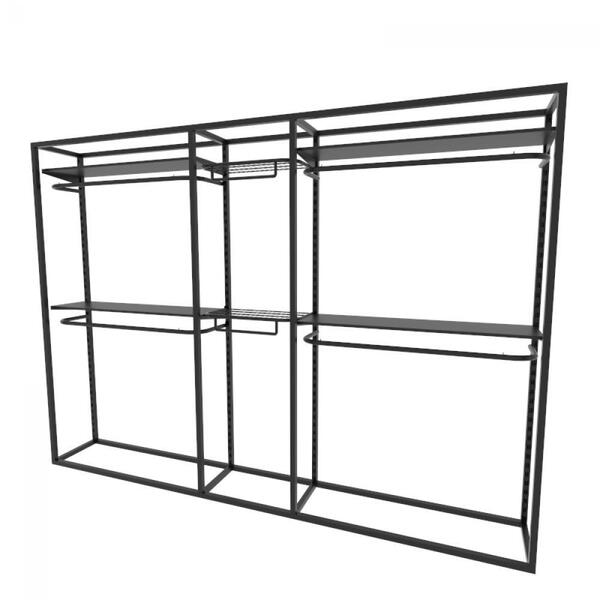 Arara Closet, Estilo Industrial, Guarda Roupas Aberto Com 21