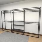 Arara Closet, Estilo Industrial, Guarda Roupas Aberto Com 21