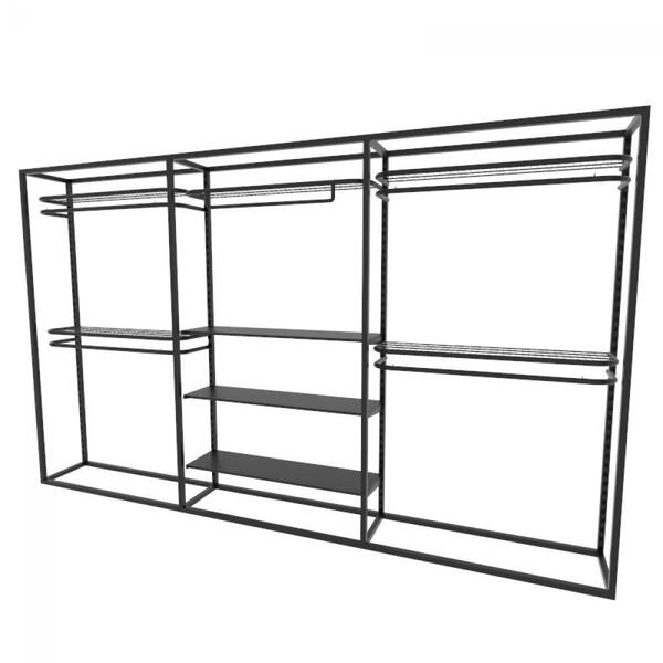 Arara Closet, Estilo Industrial, Guarda Roupas Aberto Com 21