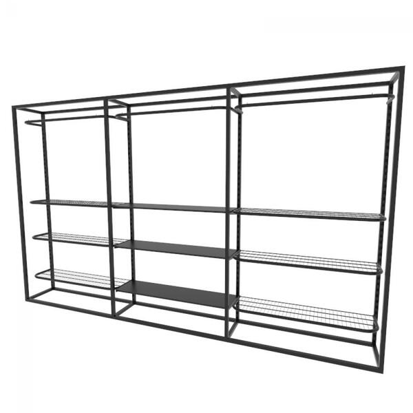 Arara Closet, Estilo Industrial, Guarda Roupas Aberto Com 21